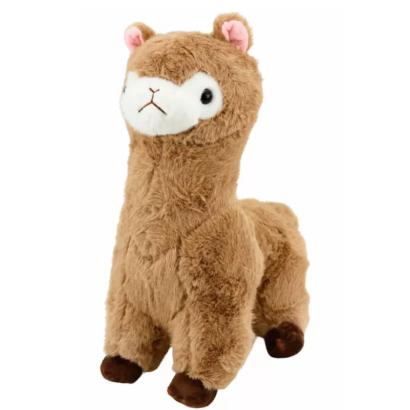 LEAN TOYS Plüsch-Alpaka Kuscheltier mit weichem Fell Beige 28 cm