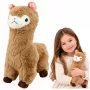 LEAN TOYS Plüsch-Alpaka Kuscheltier mit weichem Fell Beige 28 cm