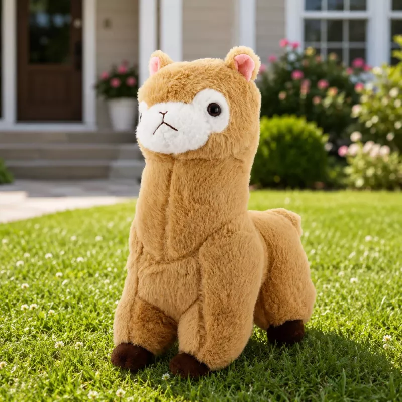 LEAN TOYS Plüsch-Alpaka-Lama Kuscheltier - Creme, 28 cm, kuscheliges Plüschtier mit superweichem Fell