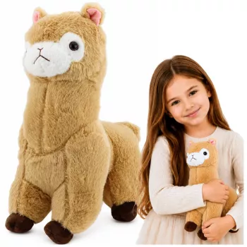 LEAN TOYS Plüsch-Alpaka-Lama Kuscheltier - Creme, 28 cm, kuscheliges Plüschtier mit superweichem Fell
