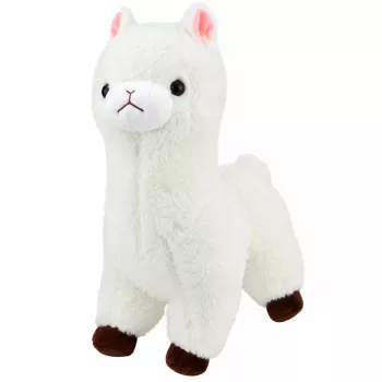 LEAN TOYS Plüsch-Alpaka weiches weißes Fell 28 cm