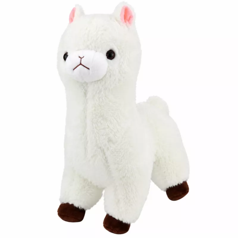 LEAN TOYS Plüsch-Alpaka weiches weißes Fell 28 cm