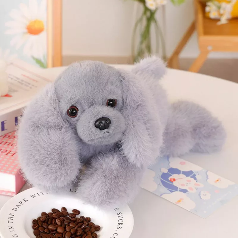 LEAN TOYS Plüsch Cocker Spaniel Hund mit beschwerten Pfoten, Grau, 30 cm