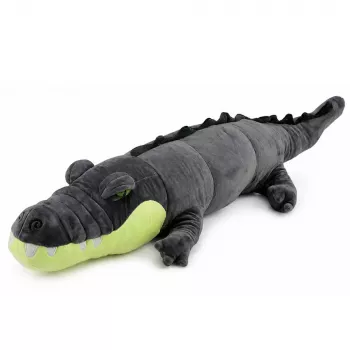 LEAN TOYS Plüschkrokodil Maskottchen Kuscheltier - Realistisches Grau, 90 cm