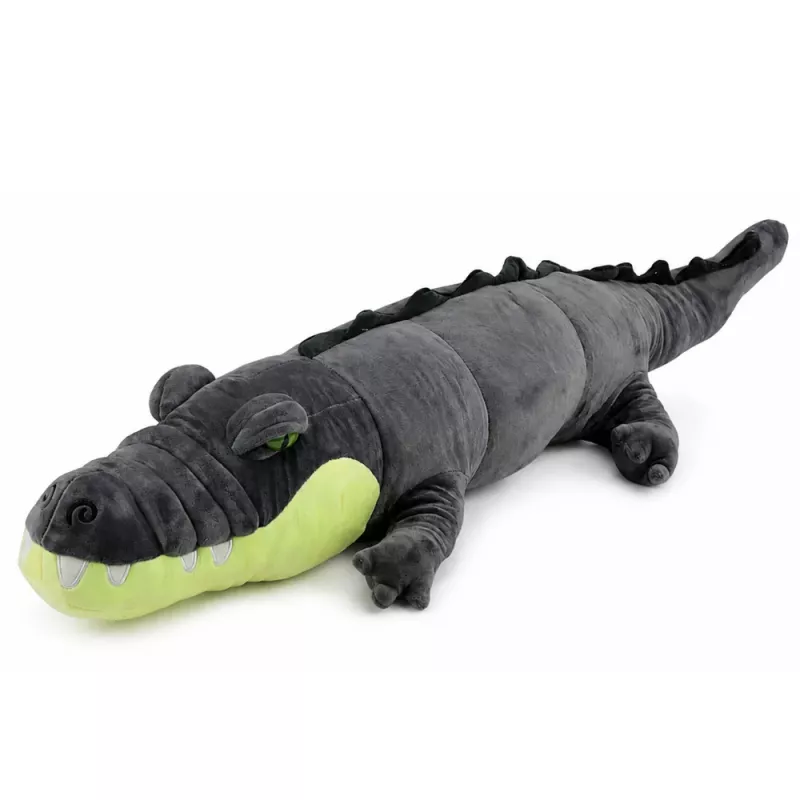 LEAN TOYS Plüschkrokodil Maskottchen Kuscheltier - Realistisches Grau, 90 cm