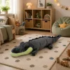 LEAN TOYS Plüschkrokodil Maskottchen Kuscheltier - Realistisches Grau, 90 cm