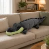 LEAN TOYS Plüschkrokodil Maskottchen Kuscheltier - Realistisches Grau, 90 cm