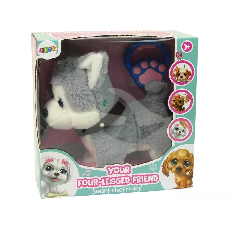 LEAN TOYS Plüschhund interaktiv pädagogisch Leine Lieder Spaziergänge
