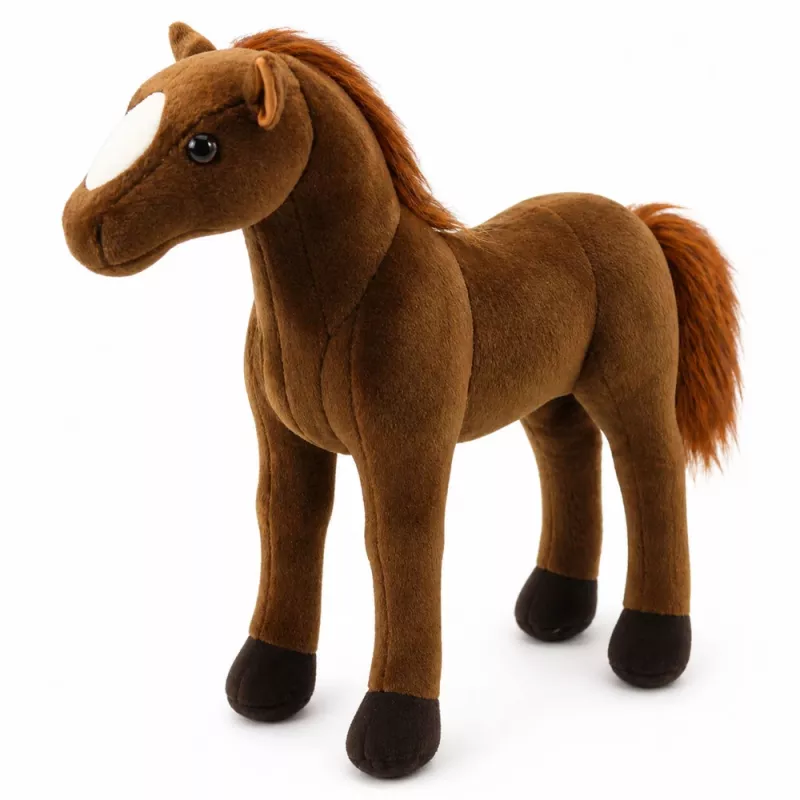 LEAN TOYS Plüschpferd Kuscheltier Dunkelbraun 40cm x 37cm