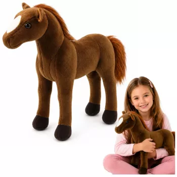 LEAN TOYS Plüschpferd Kuscheltier Dunkelbraun 40cm x 37cm