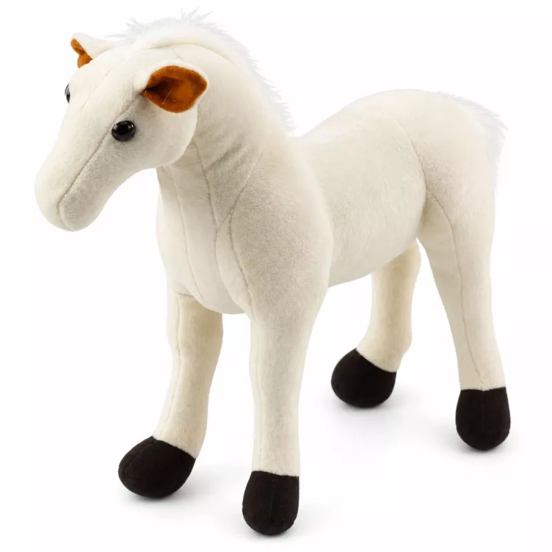 LEAN TOYS Plüschpferd Plüschtier Maskottchen Kuscheltier Weiß 40cm x 37cm
