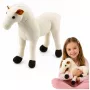 LEAN TOYS Plüschpferd Plüschtier Maskottchen Kuscheltier Weiß 40cm x 37cm