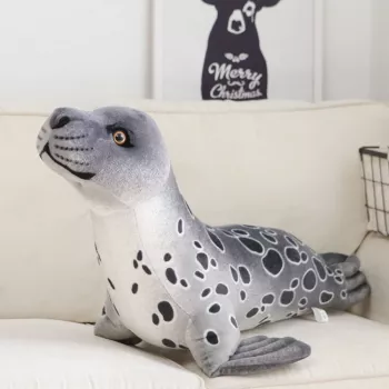 LEAN TOYS Plüsch-Maskottchen Kuscheltier Robbe Grau 37cm
