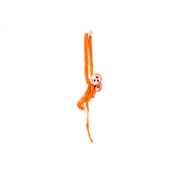LEAN TOYS Plüschaffe mit Baby-Maskottchen, Orange mit Sound 70 cm