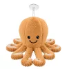 LEAN TOYS Plüsch-Oktopus Kuscheltier mit Saugnapf Beige 16 cm