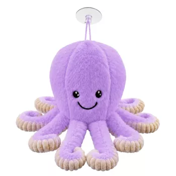 LEAN TOYS Plüsch-Oktopus-Spielzeug mit Saugnapf, Lila, 16 cm