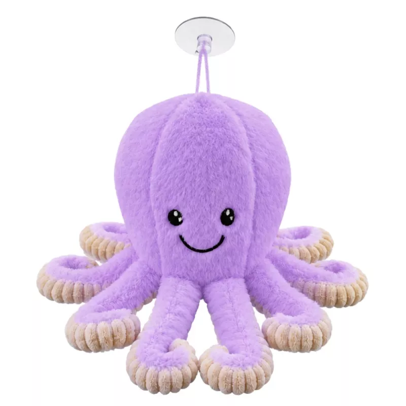 LEAN TOYS Plüsch-Oktopus-Spielzeug mit Saugnapf, Lila, 16 cm