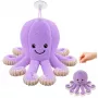 LEAN TOYS Plüsch-Oktopus-Spielzeug mit Saugnapf, Lila, 16 cm