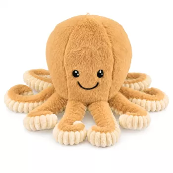 LEAN TOYS Plüsch-Oktopus mit elastischen Tentakeln, Beige 50 cm – Weiches Kuscheltier