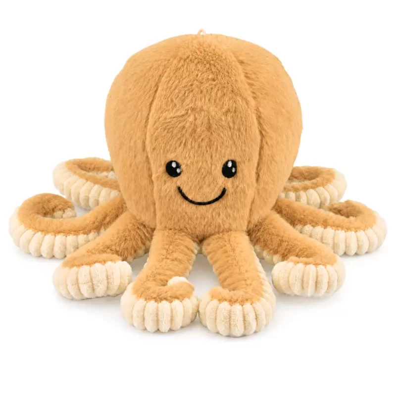 LEAN TOYS Plüsch-Oktopus mit elastischen Tentakeln, Beige 50 cm – Weiches Kuscheltier