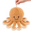 LEAN TOYS Plüsch-Oktopus mit elastischen Tentakeln, Beige 50 cm – Weiches Kuscheltier
