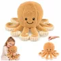 LEAN TOYS Plüsch-Oktopus mit elastischen Tentakeln, Beige 50 cm – Weiches Kuscheltier