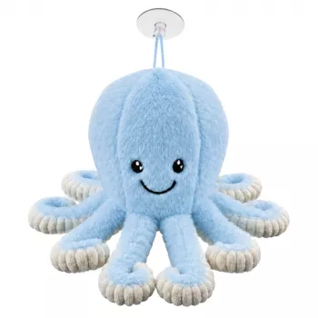 LEAN TOYS Plüsch-Oktopus mit Saugnapf, Blau, 16 cm