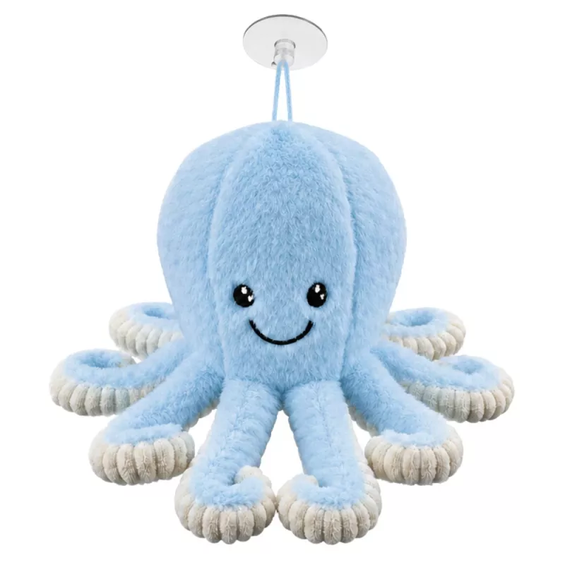 LEAN TOYS Plüsch-Oktopus mit Saugnapf, Blau, 16 cm