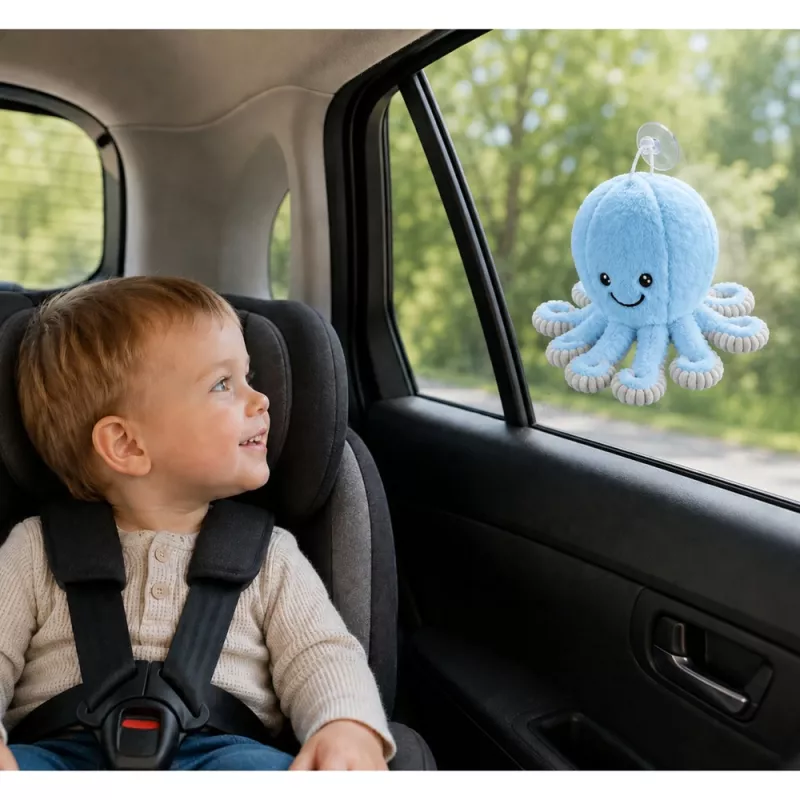 LEAN TOYS Plüsch-Oktopus mit Saugnapf, Blau, 16 cm