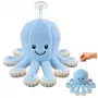 LEAN TOYS Plüsch-Oktopus mit Saugnapf, Blau, 16 cm