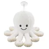 LEAN TOYS Plüsch-Oktopus mit Saugnapf, Weiß, 16 cm – Weicher Meeresbewohner-Begleiter