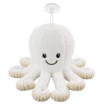LEAN TOYS Plüsch-Oktopus mit Saugnapf, Weiß, 16 cm – Weicher Meeresbewohner-Begleiter