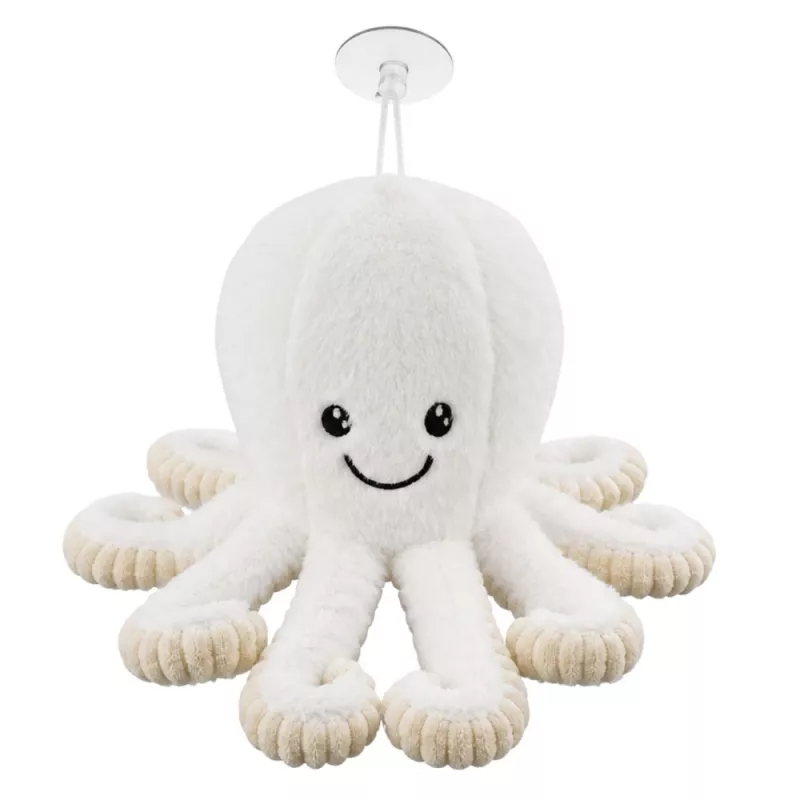 LEAN TOYS Plüsch-Oktopus mit Saugnapf, Weiß, 16 cm – Weicher Meeresbewohner-Begleiter