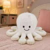 LEAN TOYS Plüsch-Oktopus mit Saugnapf, Weiß, 16 cm – Weicher Meeresbewohner-Begleiter