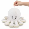 LEAN TOYS Plüsch-Oktopus mit Saugnapf, Weiß, 16 cm – Weicher Meeresbewohner-Begleiter
