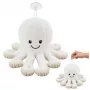 LEAN TOYS Plüsch-Oktopus mit Saugnapf, Weiß, 16 cm – Weicher Meeresbewohner-Begleiter