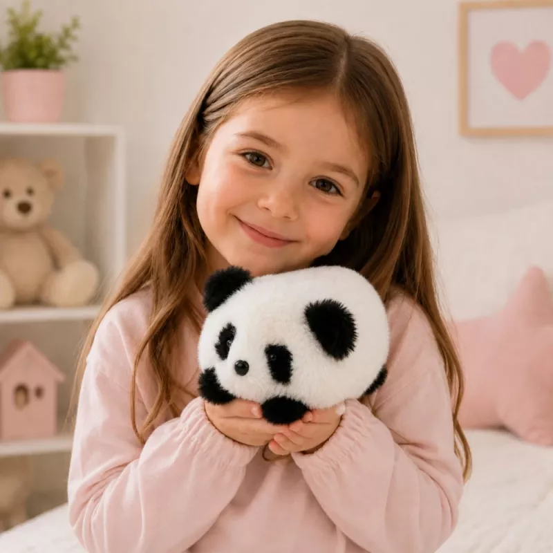 LEAN TOYS Plüsch-Panda Kuscheltier Schwarz und Weiß 16 cm