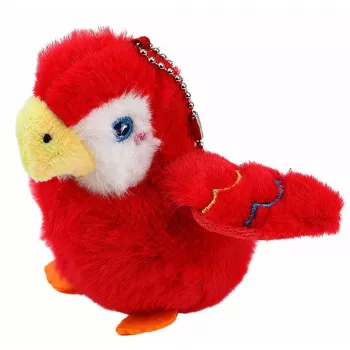 LEAN TOYS Plüsch-Papagei Schlüsselanhänger Rot 9 cm