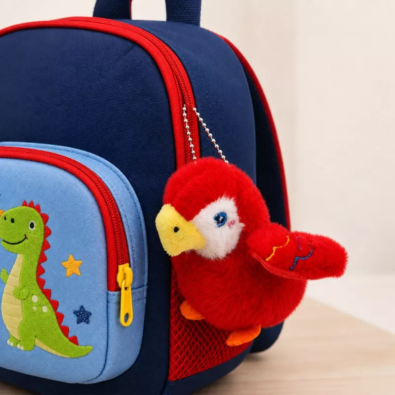 LEAN TOYS Plüsch-Papagei Schlüsselanhänger Rot 9 cm
