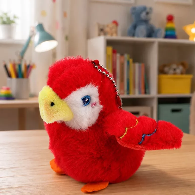 LEAN TOYS Plüsch-Papagei Schlüsselanhänger Rot 9 cm