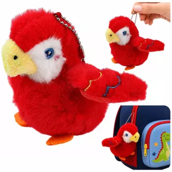 LEAN TOYS Plüsch-Papagei Schlüsselanhänger Rot 9 cm