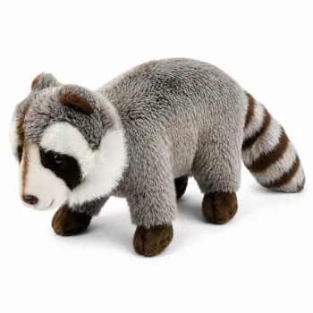 LEAN TOYS Plüsch-Waschbär Maskottchen – Realistisches kuscheliges Stofftier, Grau 45 cm
