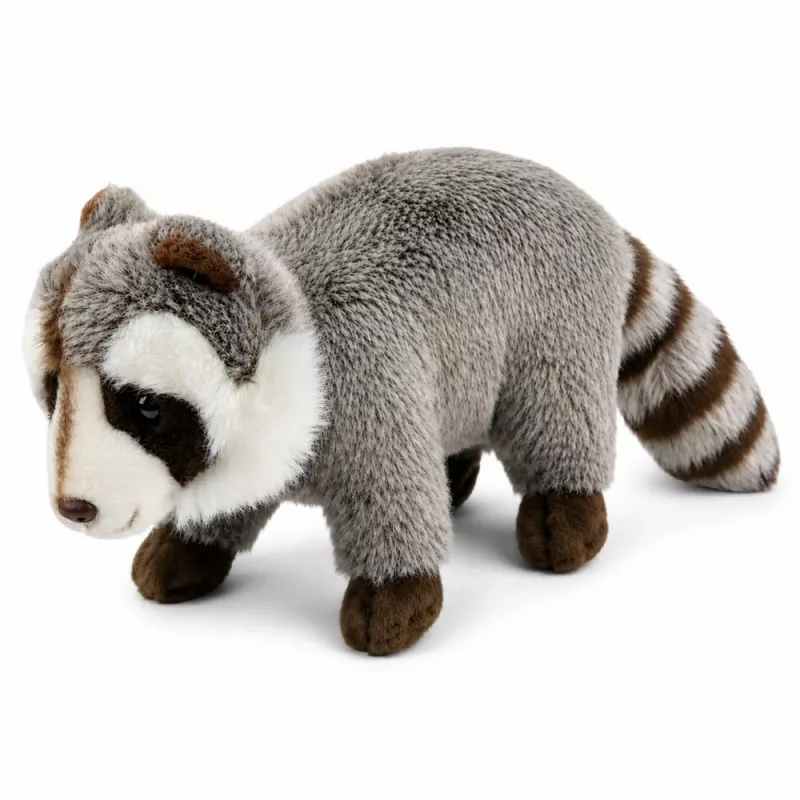 LEAN TOYS Plüsch-Waschbär Maskottchen – Realistisches kuscheliges Stofftier, Grau 45 cm