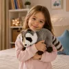 LEAN TOYS Plüsch-Waschbär Maskottchen – Realistisches kuscheliges Stofftier, Grau 45 cm
