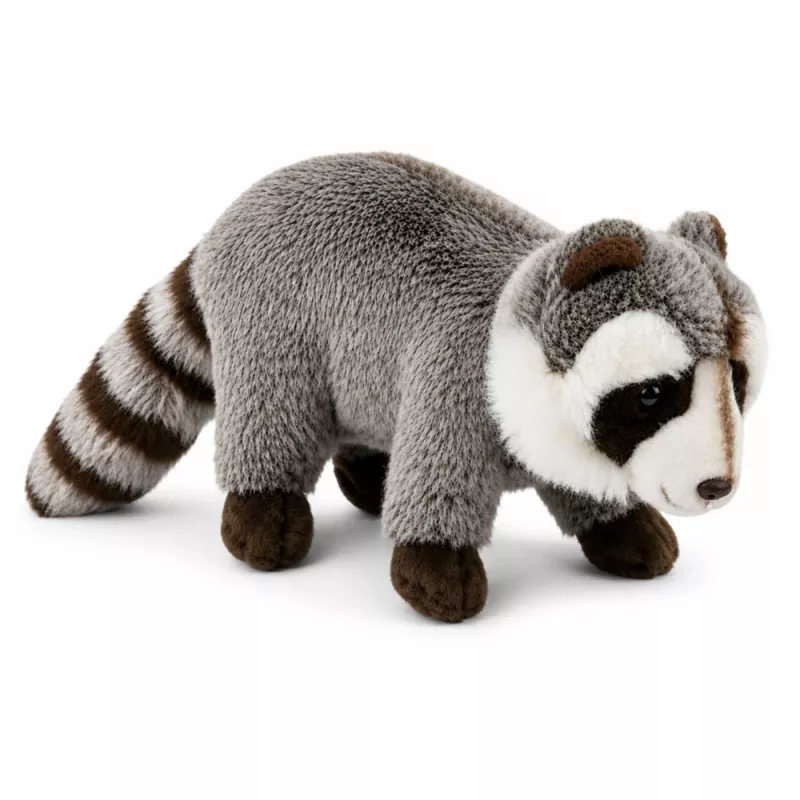 LEAN TOYS Plüsch-Waschbär Maskottchen – Realistisches kuscheliges Stofftier, Grau 45 cm