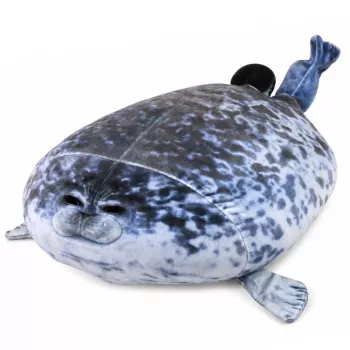 LEAN TOYS Plüsch-Robbe Maskottchen Kuscheltier Naturfarbe Grau 38 cm