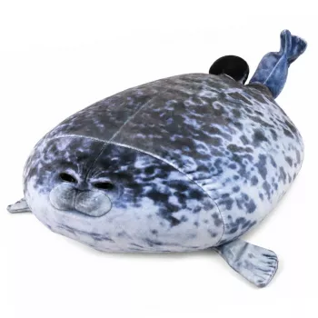 LEAN TOYS Plüsch-Robbe Maskottchen Kuscheltier Naturfarbe Grau 38 cm