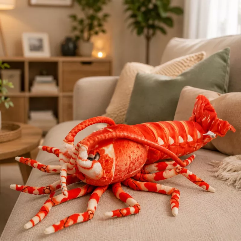 LEAN TOYS Plüschtier Kuscheltier Große Garnele Meerestier 55 cm