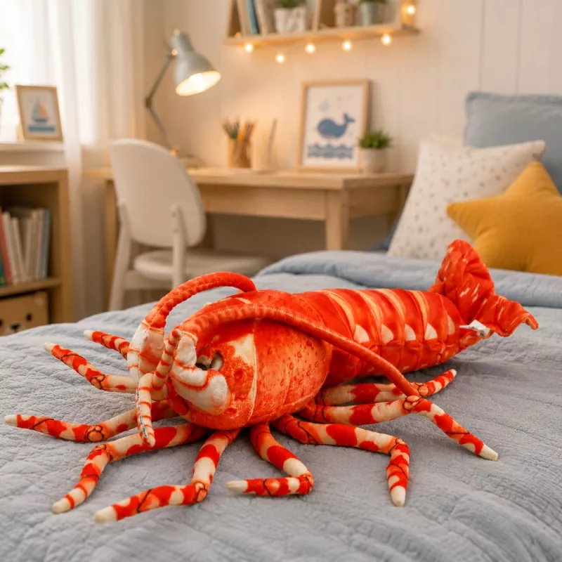 LEAN TOYS Plüschtier Kuscheltier Große Garnele Meerestier 55 cm
