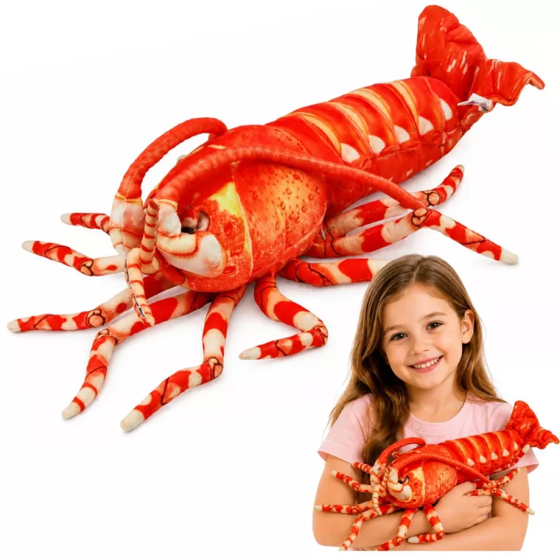 LEAN TOYS Plüschtier Kuscheltier Große Garnele Meerestier 55 cm